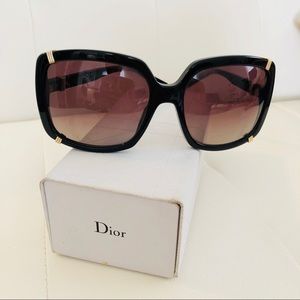 Dior Black Sunglasses with Gold Accent Detail